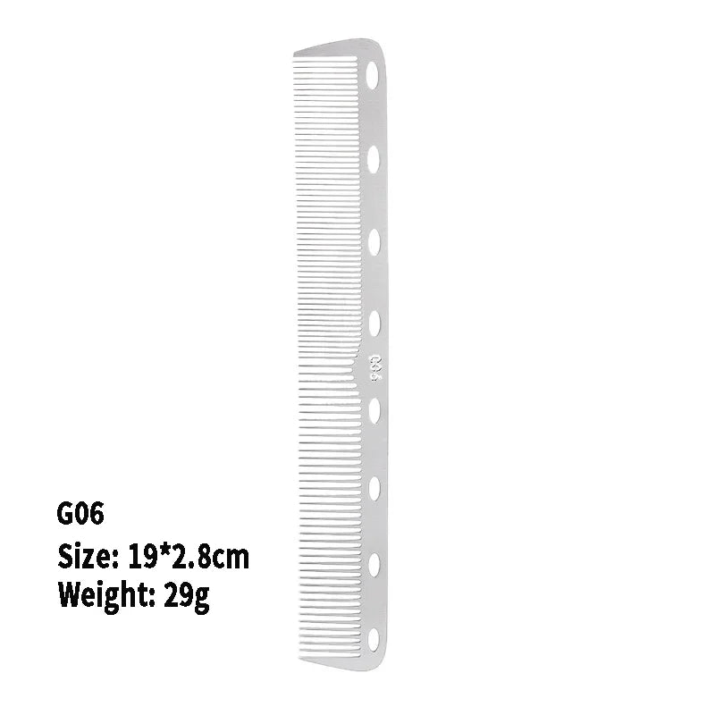 Stainless Steel Silver Metal Barber Comb Professional Hairdressing Salon Combs Detangling Hair Cutting Tools For Men And Women