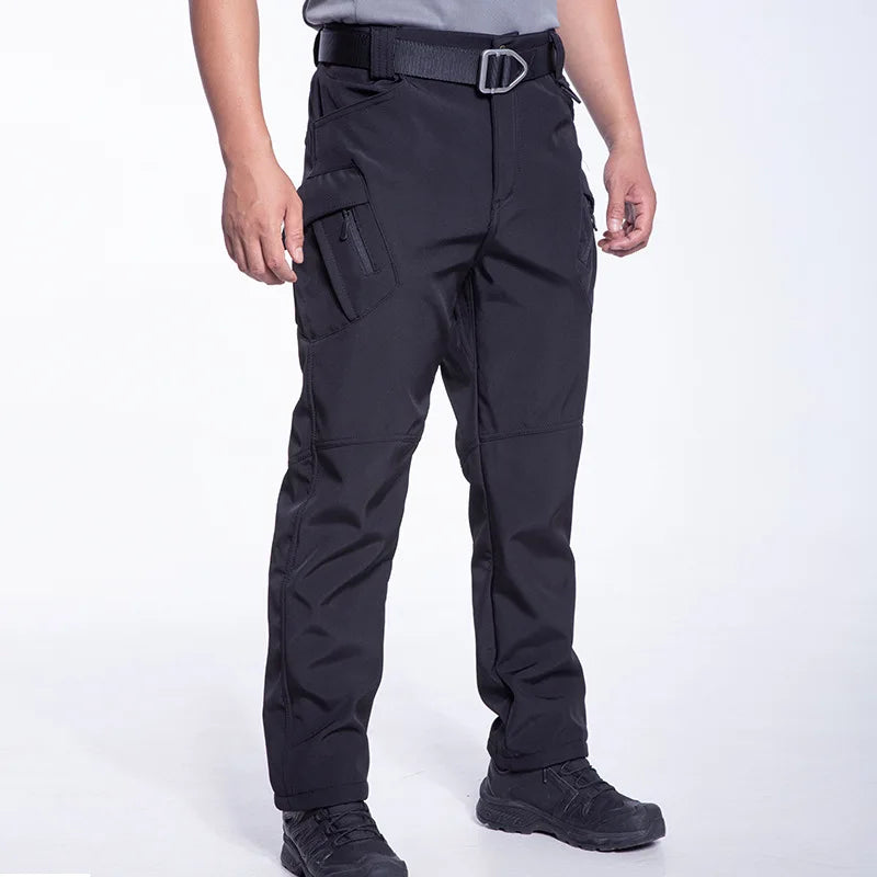 Men's Fleece Lined Winter Warm Tactical Pants Waterproof Hiking Casual Thermal Work Cargo Pants Insulated Skiing Outdoor Sports