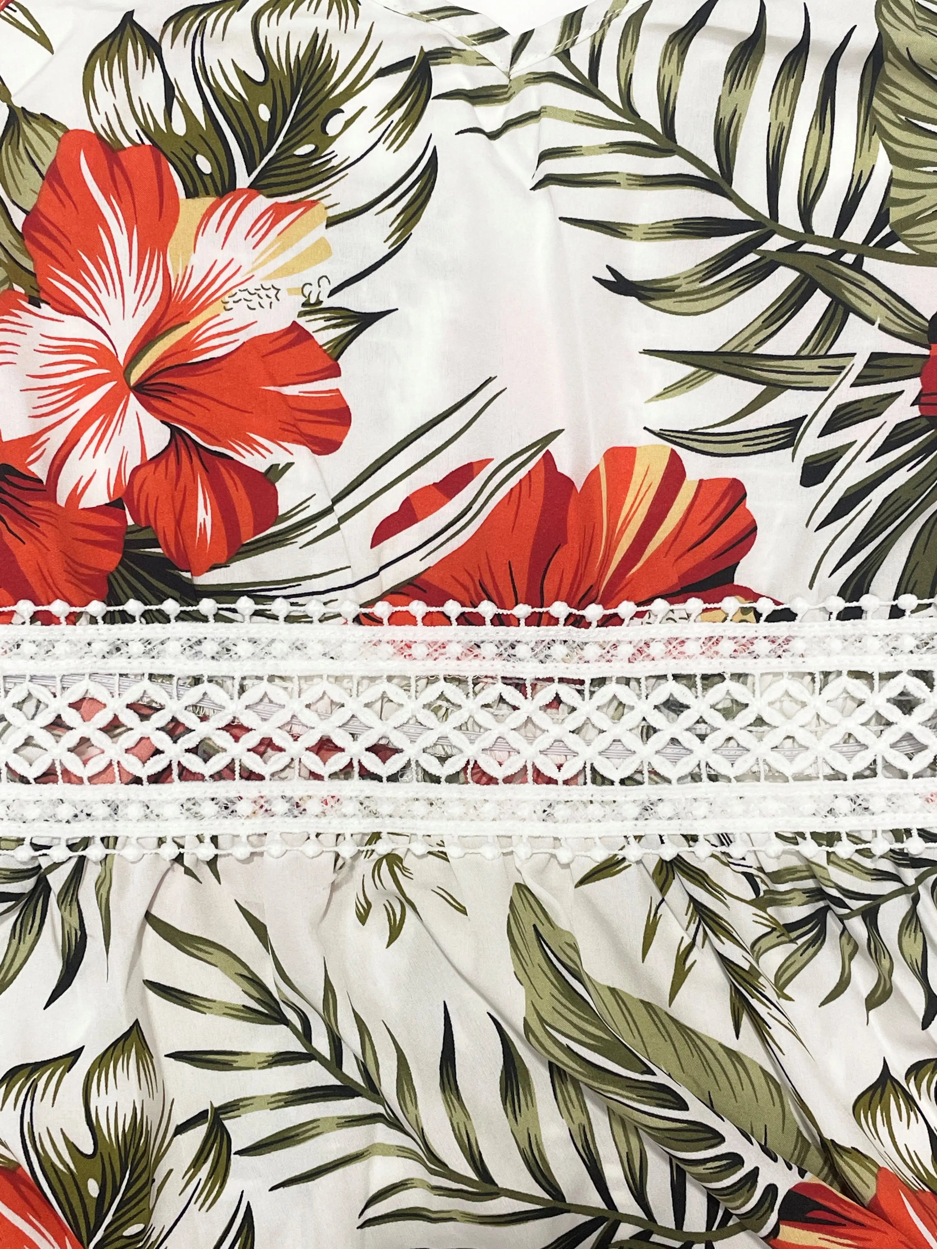 Women's Floral Print Lace Hollow Out Strapless Dress - Sleeveless Summer Boho Beach Maxi Dress