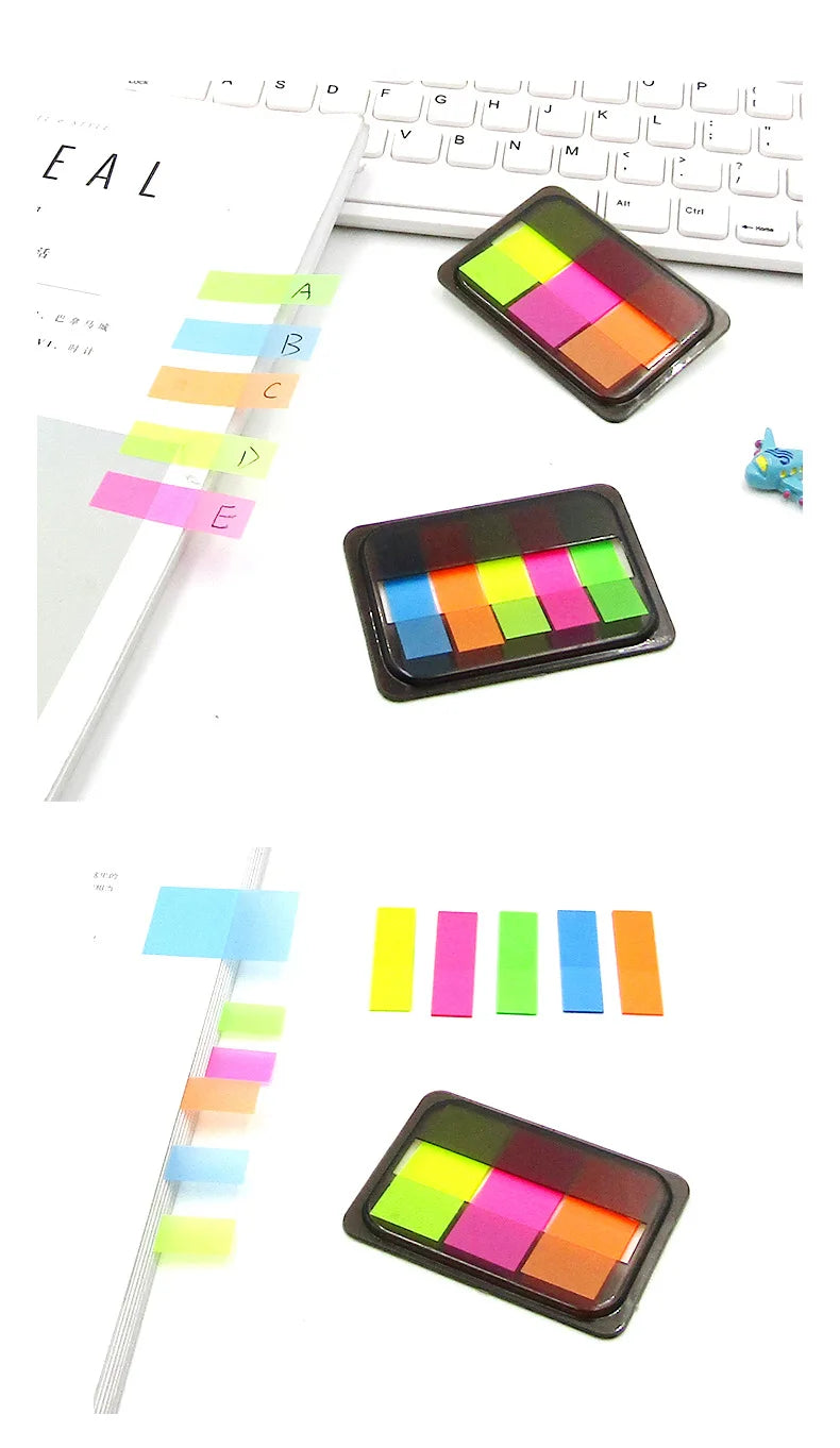 100 Sheets of Waterproof Colored Transparent Sticky Notes , Pads for Planner Home & Office School  Mini Self-Adhesive Post Note