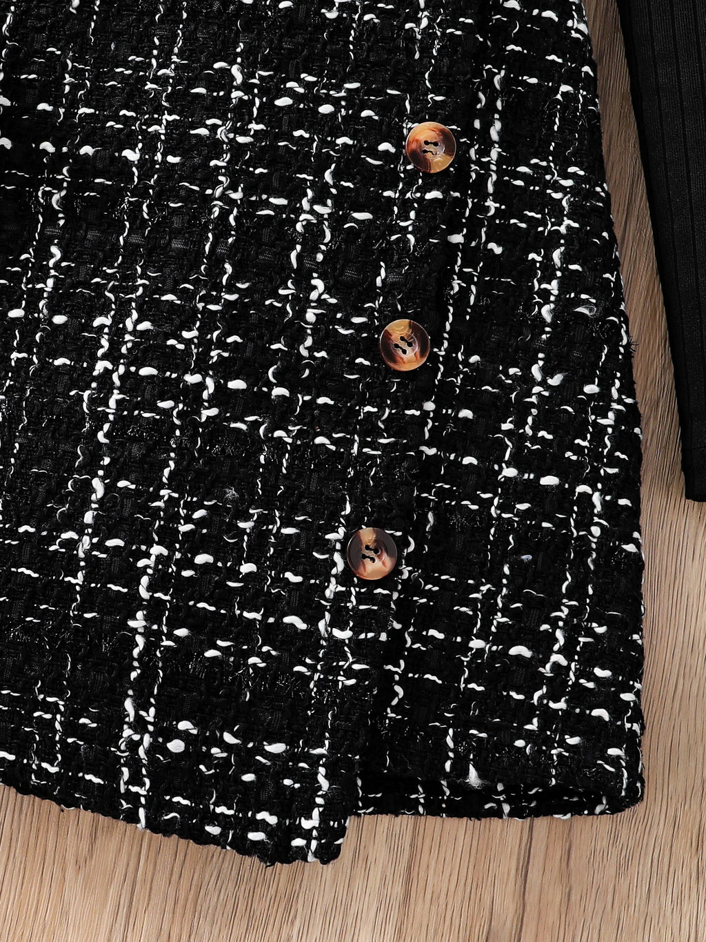 Spring and Autumn children's 2-piece fashion casual clothing white high-neck long-sleeved flying sleeve top + plaid A-line skirt