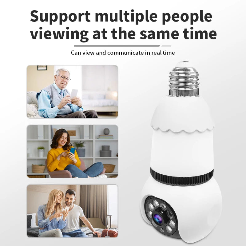 8MP E27 Bulb Lamp Camera LED Bulb WiFi Smart IP Surveilance Cam Two-way Audio Color Night Vision 10X Zoom Wireless Cam 2 in 1