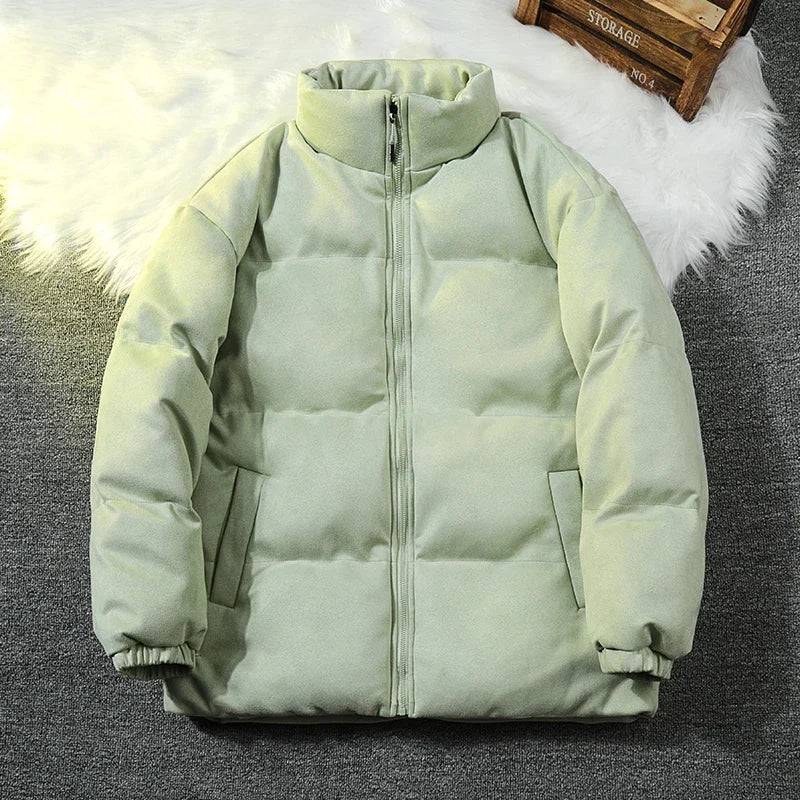Men's Winter Loose Plus-sized Simple Stand-up Collar Cotton-padded Jacket Warm Thick Trendy Versatile Bottoms