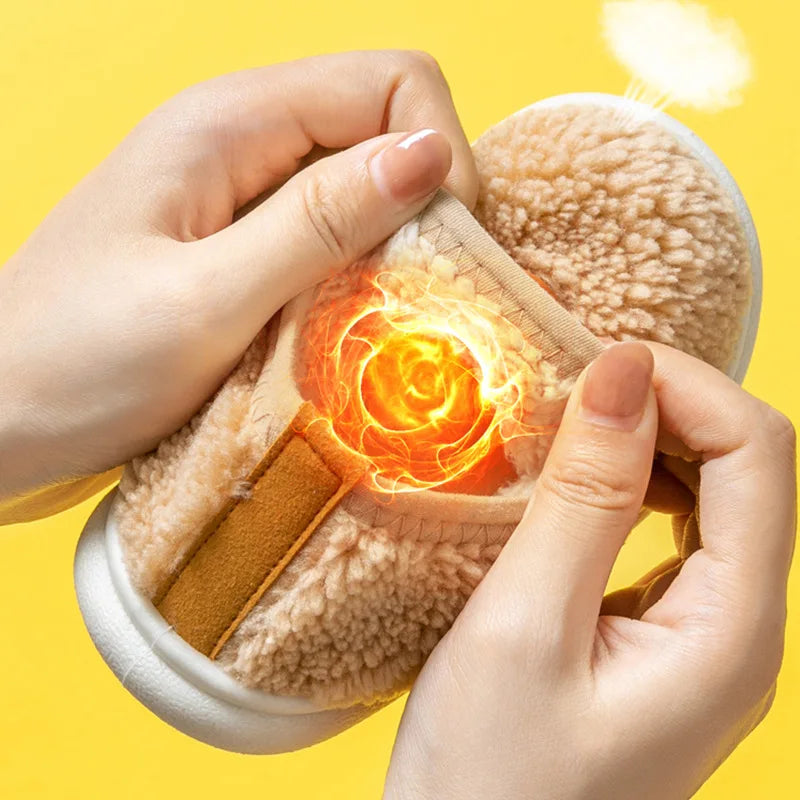 Children Cotton Slippers Solid Warm Kids Winter Home Shoes Boys Girls Plush Floor Shoes Indoor Soft Sole Anti-slip Cotton Shoes