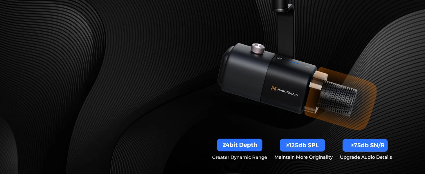 NearStream USB XLR Dynamic Microphone Boom Arm Professional PC Mic for Gaming Studio Set Podcast Recording Streaming Microphone