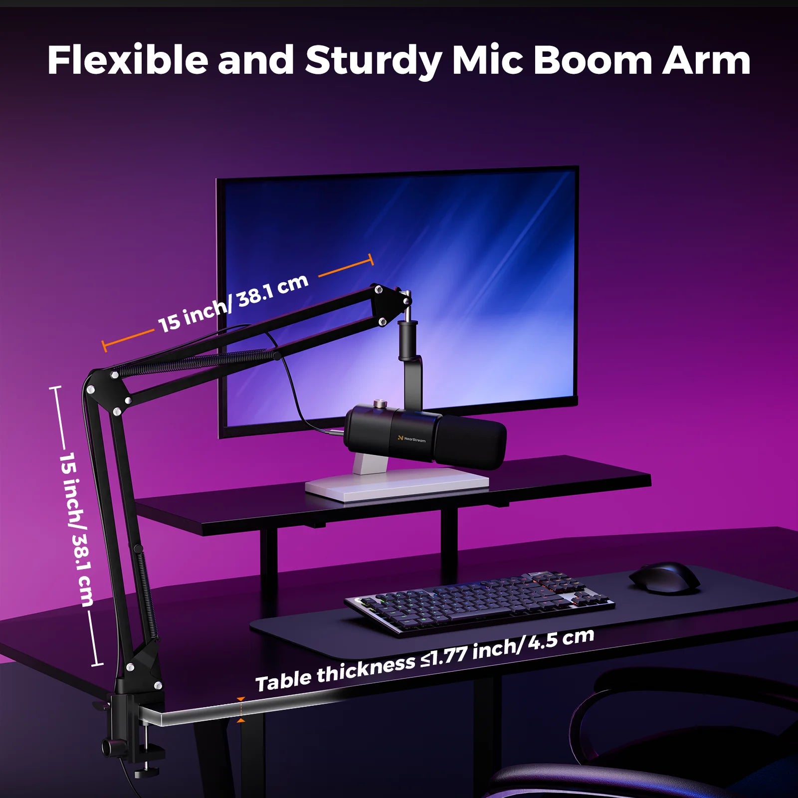 NearStream USB XLR Dynamic Microphone Boom Arm Professional PC Mic for Gaming Studio Set Podcast Recording Streaming Microphone