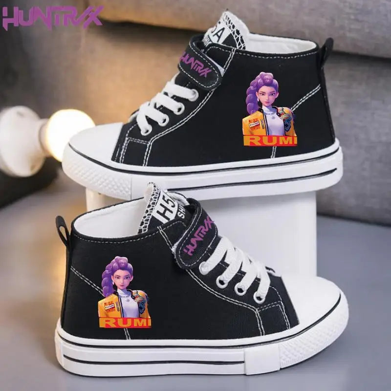 New KPop Demon Hunters Rumi Children's Canvas Shoes For Girls Boys High Top Shoes  Kids Sneakers Casual Tennis Shoes 23-36 Size