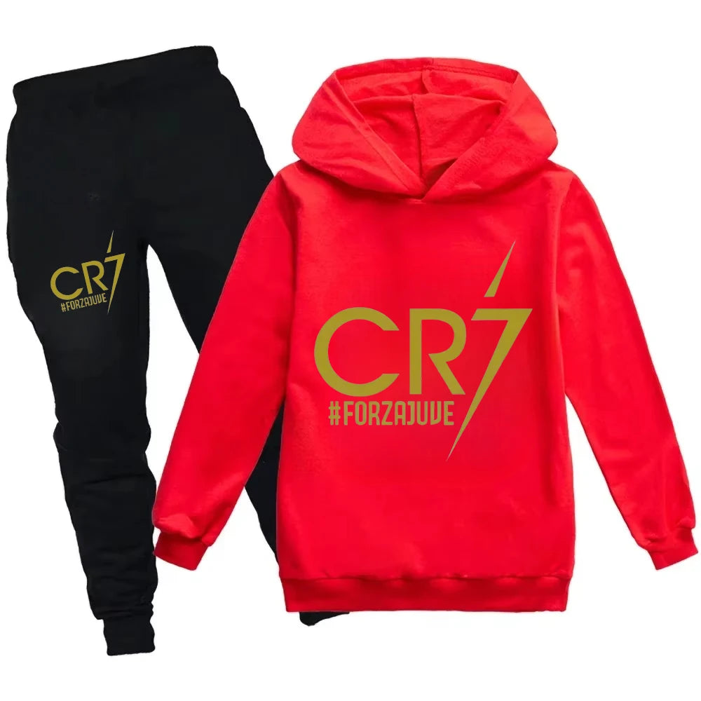 3-12 Years Kid's Clothes Hoodie +Pants Suit 2pcs Set Boy Tracksuit Spring Autumn Sweatshirt Set Football CR7 Children Sportsuit