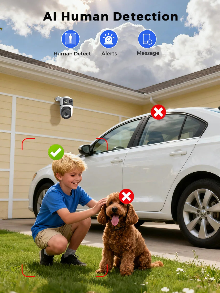 Outdoor 5K 10MP PTZ WiFi Camera Dual 2.4G+5Ghz Dual Lens 8MP 4K HD Dual Screen Auto Tracking Security Surveillance