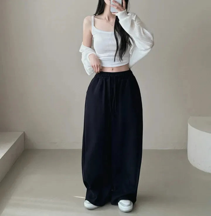 Women Bf Hip Hop Y2k Drawstring Printing Sweatpants Women Fashion Streetwear Sports Trousers Loose Casual Wide Leg Pants