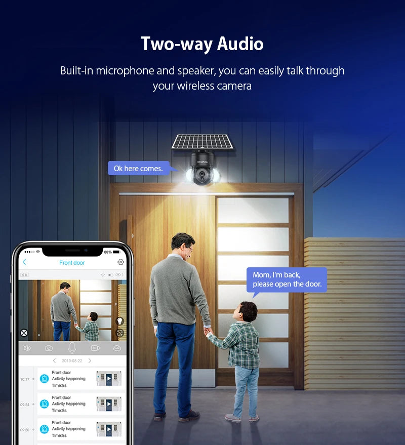 SHIWOJIA 4MP WIFI Solar Camera 4G Sim Card PIR Human Detection Solar Battery Security Camera CCTV Video Surveillance Outdoor Cam