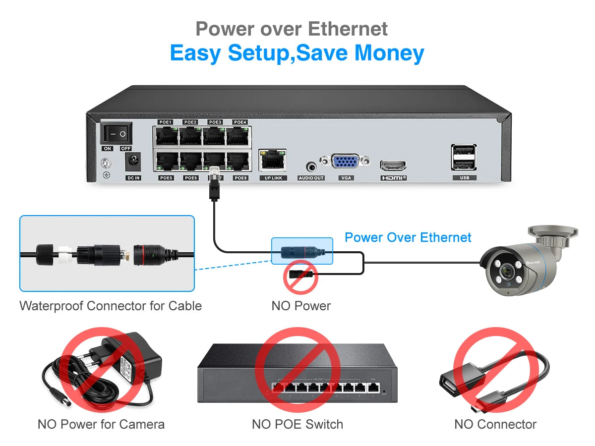 Techage HD 4MP AI POE IP Camera Two Way Audio IR Night Outdoor Waterproof CCTV Video Security Surveillance Camera For NVR Kit