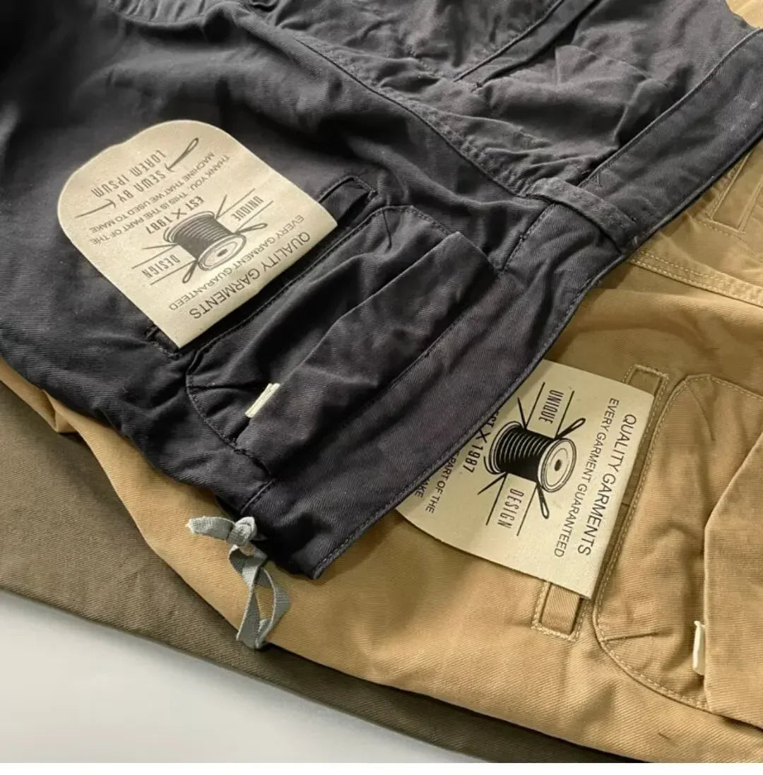 American Style Pure Cotton Heavy Duty Cargo Pants for Men Anti-Dirt Anti-Wear Loose Straight Leg Casual Pants Footwear