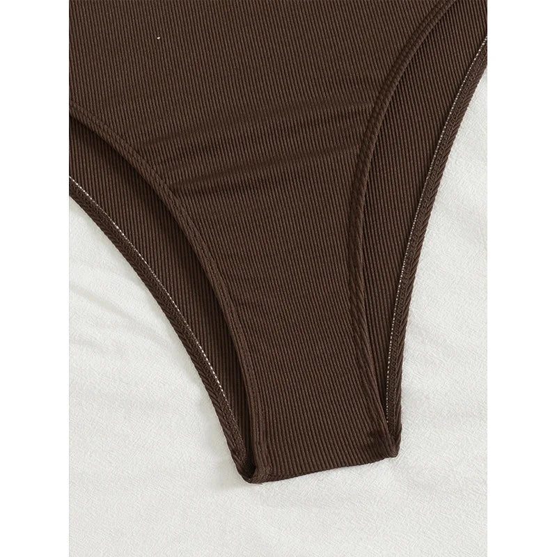 Sexy Women One Piece Swimsuit Female Swimwear 2025 Oval One Shoulder Monokini Swimming Suit Beachwear Bathing Suit Biquini Brown