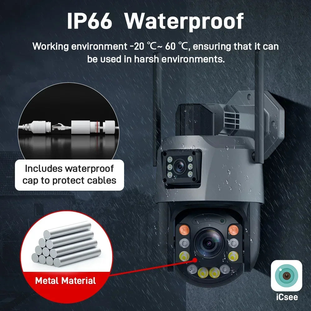 8MP 50X Zoom PTZ Camera Wifi Dual Lens 4K 20X Outdoor Surveillance Camera 393ft Ultra Long IR Vision Distance ONVIF Security