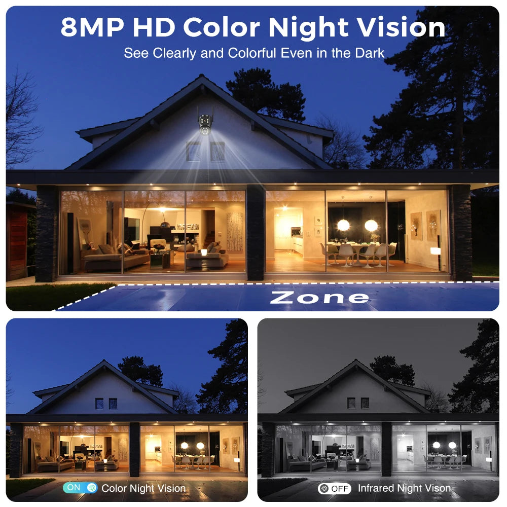 ANBIUX 4K 8MP WiFi Surveillance Camera 4MP 4X Digital Zoom PTZ IP Dual Lens AI Human Detect Outdoor Security Camera ICSEE App