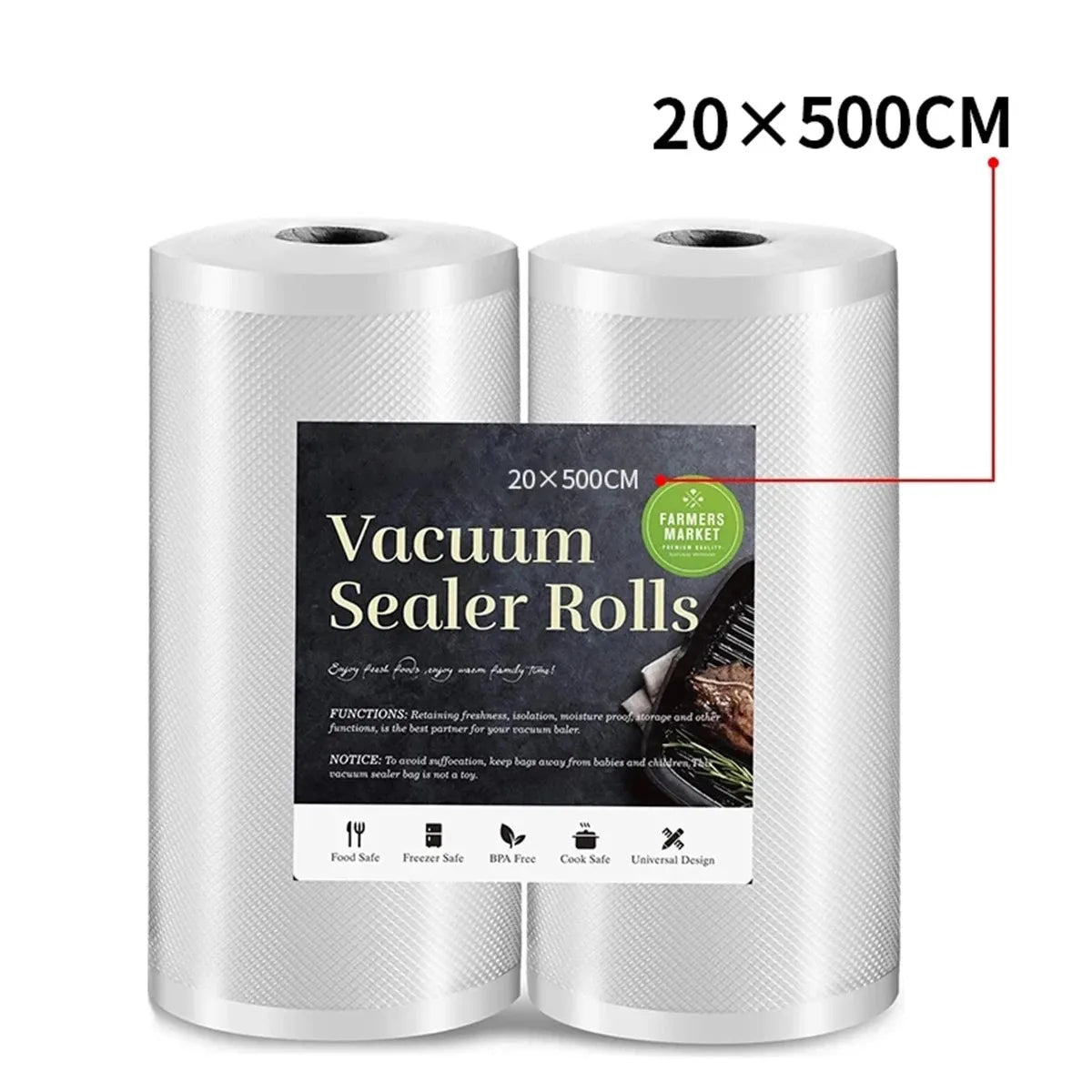 Vacuum Sealer Bags Roll Food Storage Sous Vide Kitchen Packaging 12-30cm Width 5m Length Airtight Freshness Bags