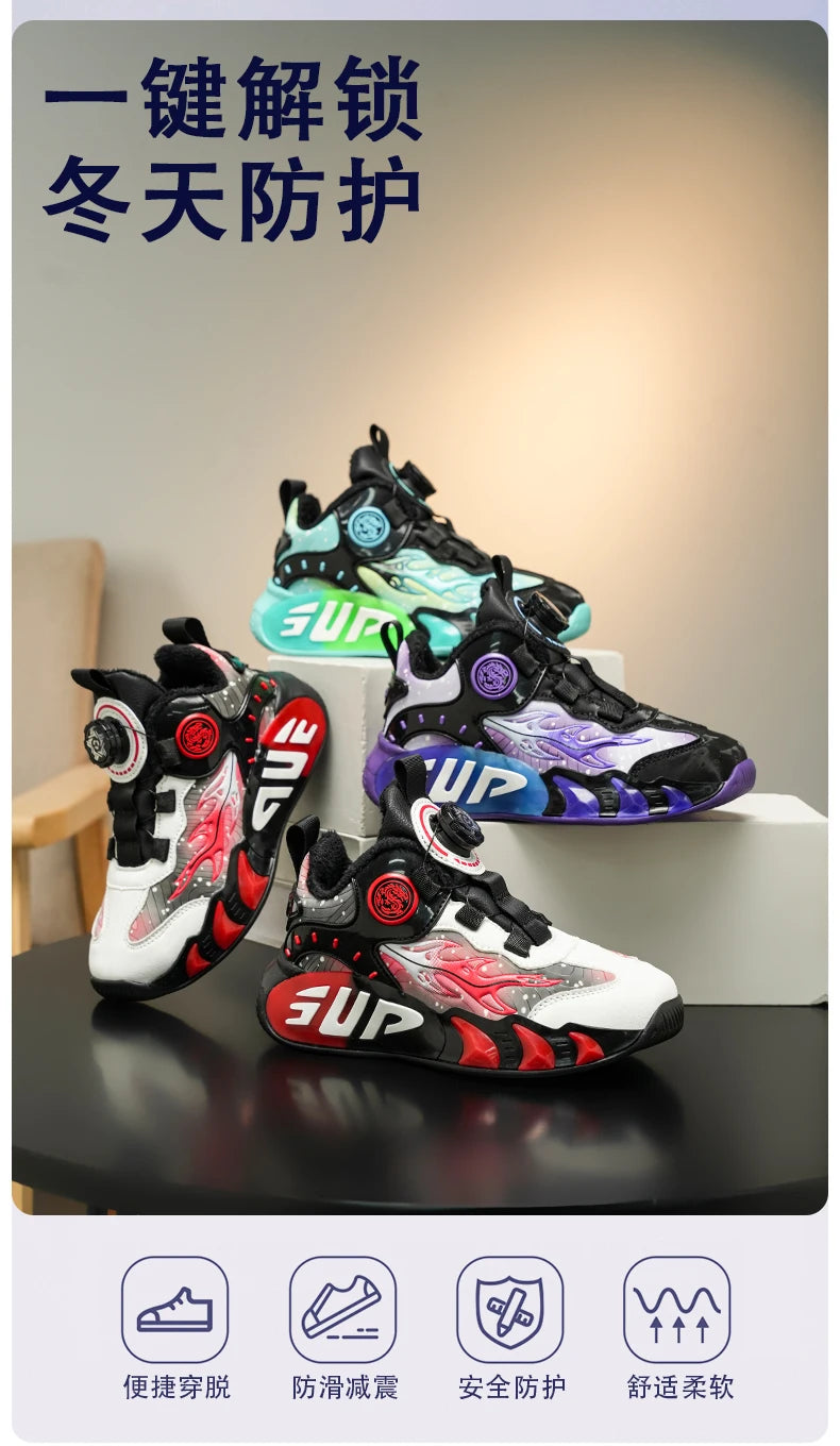 New Kids Sneakers Winter Warm Cotton Shoes for Children Casual Sports Shoes Boys Girls Anti-slippery Waterproof Tennis Trainers