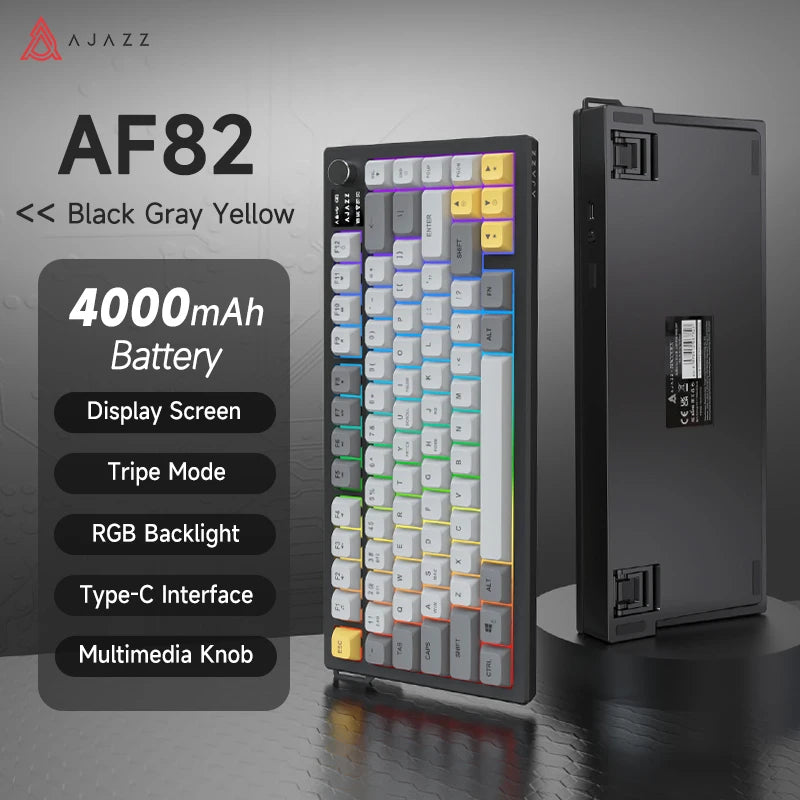 AJAZZ AF82 Office Low Profile Keyboard RGB Wired/Wireless Gaming Keyboard 75% Layout 82 keys 4000mAh Battery for Win/Mac