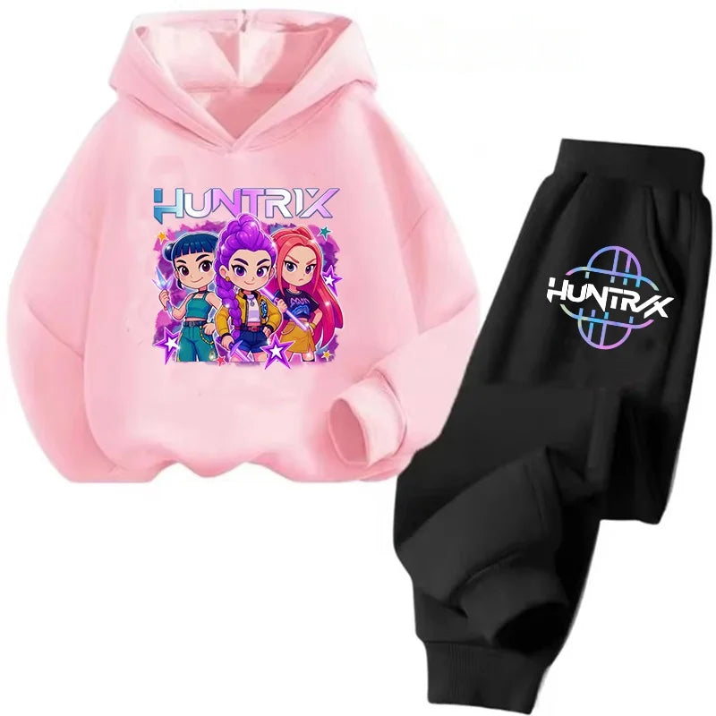 2025 movie korean style Sets Children Hoodies Kpop Demon Hunters Pullover Sweatshirt Trucksuit Cartoon Girls Boy Kids Clothes