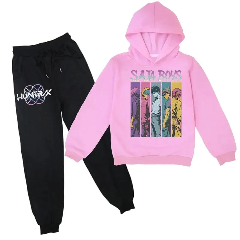 Children Hoodies Sets Kpop Demon Hunters Saja Boys Pullover Girls Boys Sweatshirts Anime Trucksuit Autumn Casual Kids Clothes