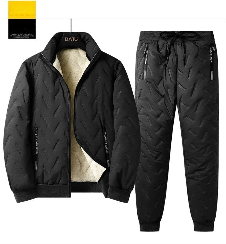 Men's Winter 1-3Pc Tracksuit Set Warm Thickened Jacket Pants Vest Matching 3pcs Fashion Casual Loose Fleece-Lined Outfit For Man