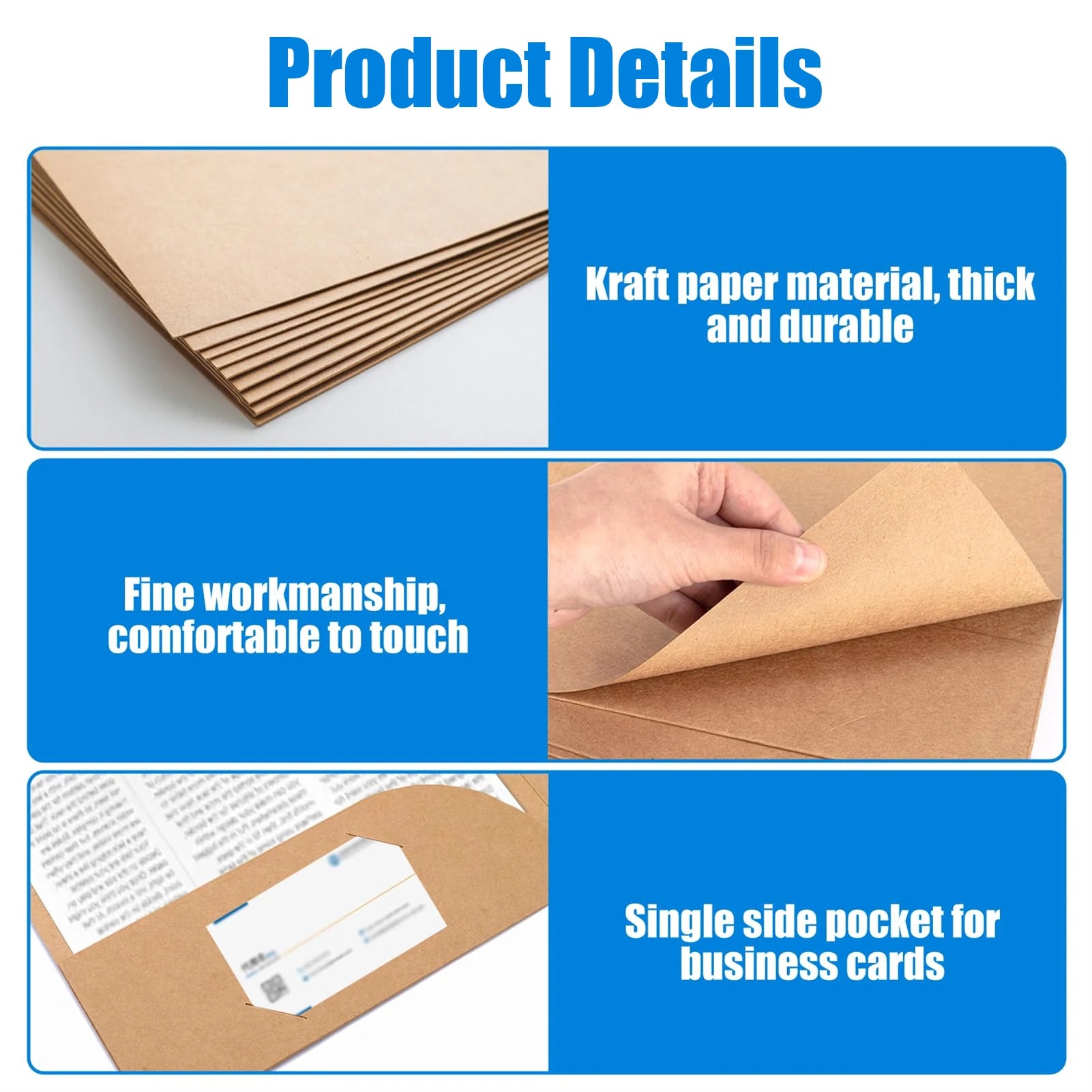 10pcs Kraft Paper Document Holder With Pockets Thick A4 Presentation Folder For Office School Supplies Stationery