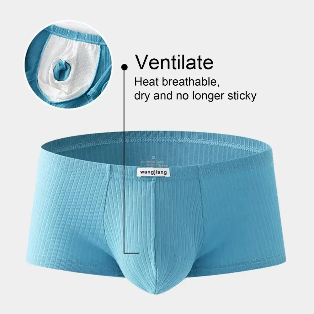 1PCS/3PCS/9PCS Men Boxer Shorts Low-rise Solid Color Ribbed Panties Underpants