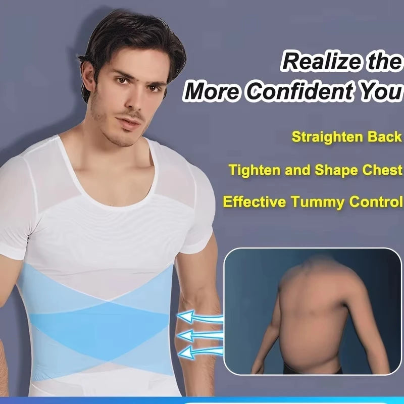 1Pcs/Men's Tummy-Control Shaping T-Shirt Base Layer Sports Shaping Underwear Lightweight Breathable Mesh Tank Top Tummy-Control