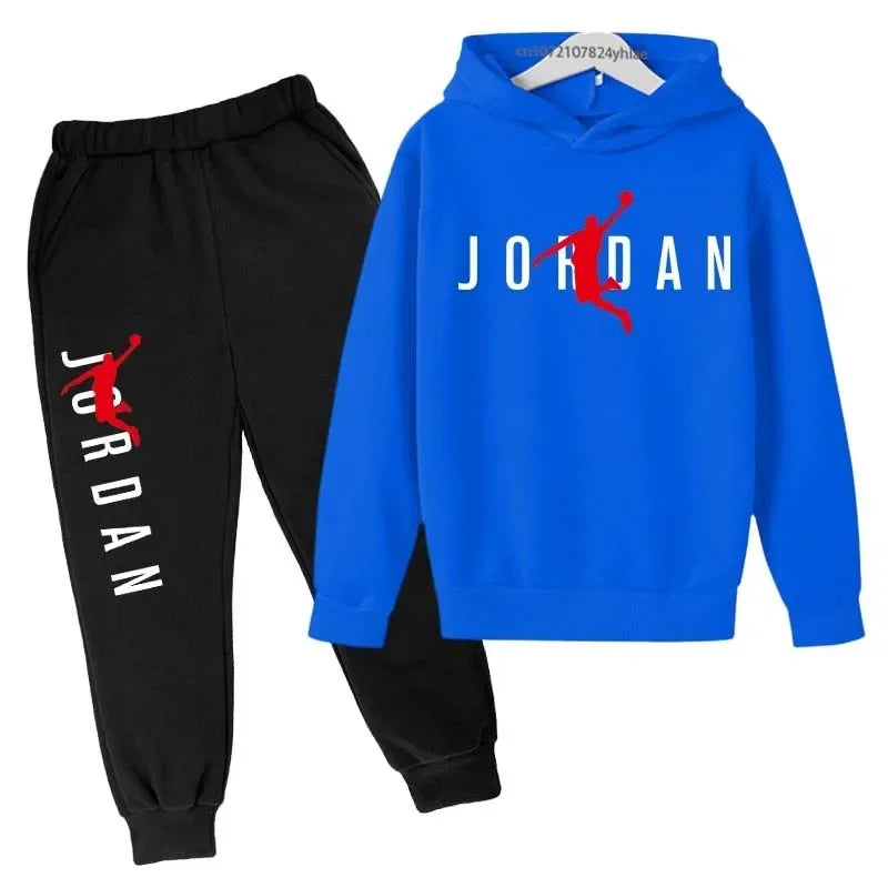 Kids 2pcs Hoodie Pants Tracksuit Set Letter Print Leisure Streetwear Spring Autumn Clothing for Boys And Girls 3-13 Years