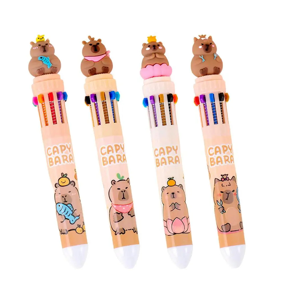 Kawaii Capybara Multicolor Pen 0.5mm Colorful Ink Pen Cute Cartoon Ballpoint Pen School Office Supplies Student Stationery Gifts
