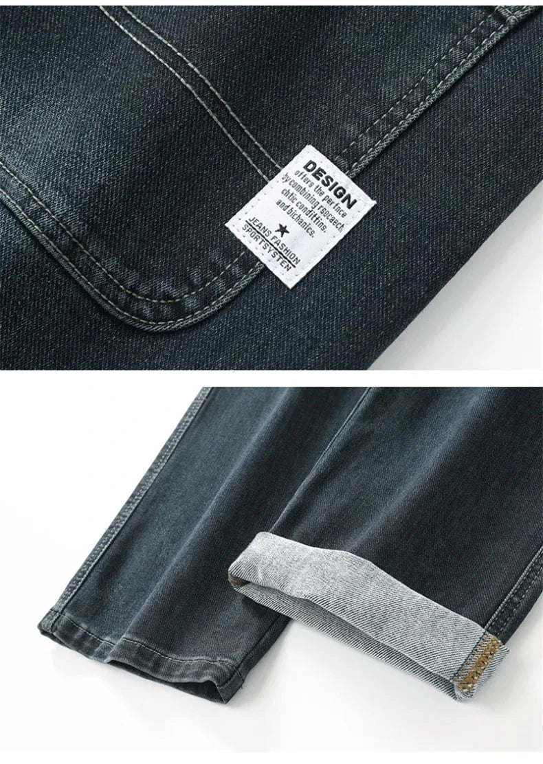 2025 New Spring and Autumn Men's Jeans, Loose, Comfortable, Straight, Business Casual, Versatile Wide-leg Business Trousers