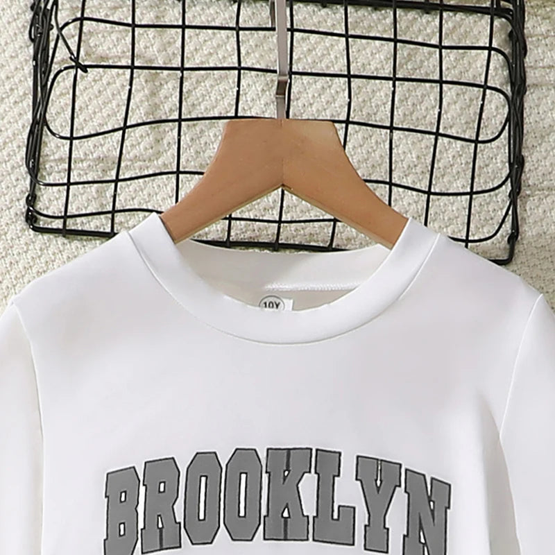 2024 New Spring Autumn Girls Matching Clothes 8-12 Years Solid Color Vacation Party Daily Casual Clothing Korean Style Outfits