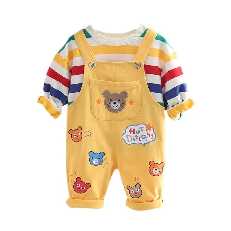 New Spring Autumn Baby Boys Clothes Suit Children Girls T-Shirt Overalls 2Pcs/Set Toddler Casual Cotton Costume Kids Tracksuits