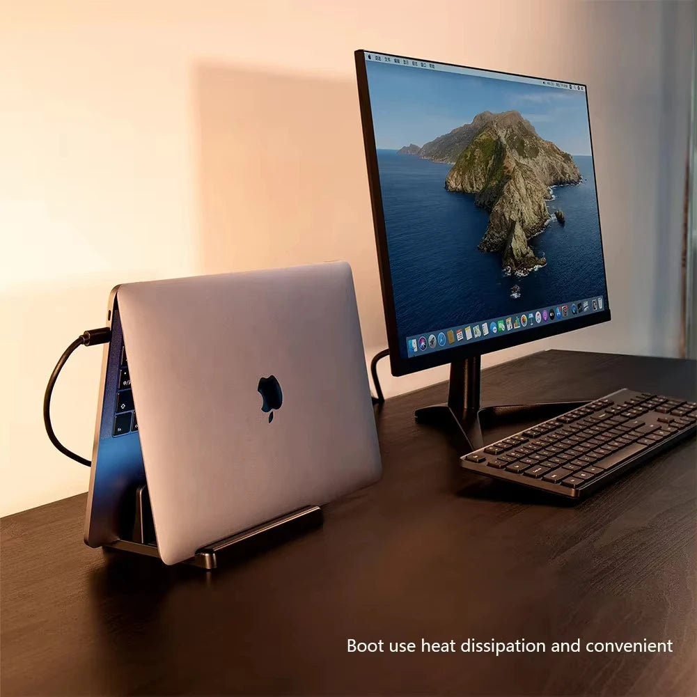 1pc Vertical Laptop Stand Adjustable Portable Tablet Phone Holder Plastic Desktop Laptop Storage Rack Space Save Accessory