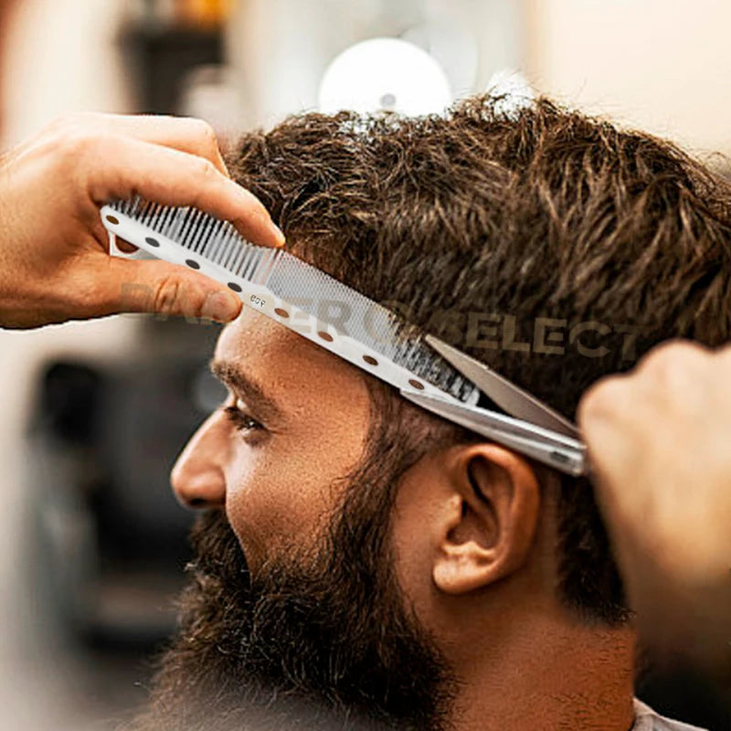 Stainless Steel Silver Metal Barber Comb Professional Hairdressing Salon Combs Detangling Hair Cutting Tools For Men And Women