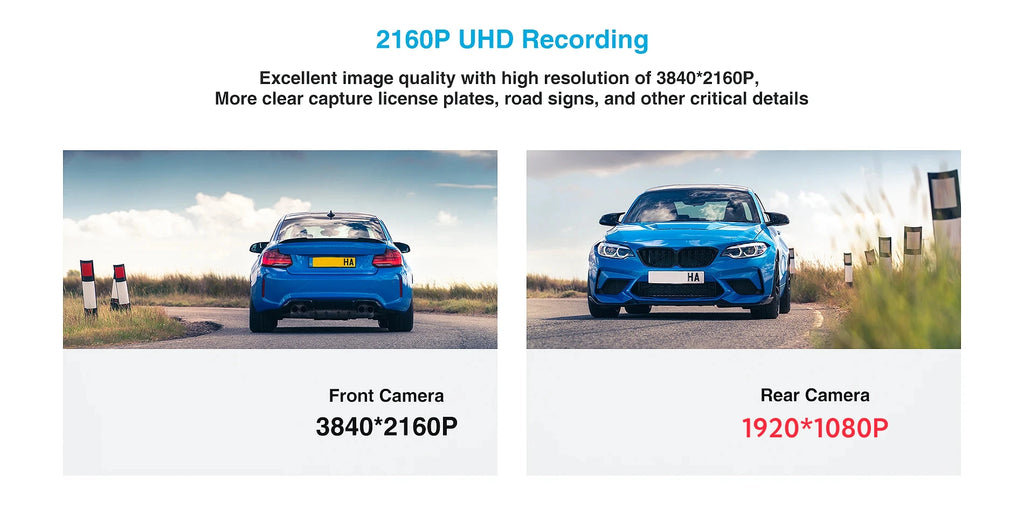 E-ACE Dash Cam 4K Car Video Recorder 170 ° Super Large Angle WIFI GPS 24H Parking Monitoring Car DVR 1080P Rear Camera Black Box