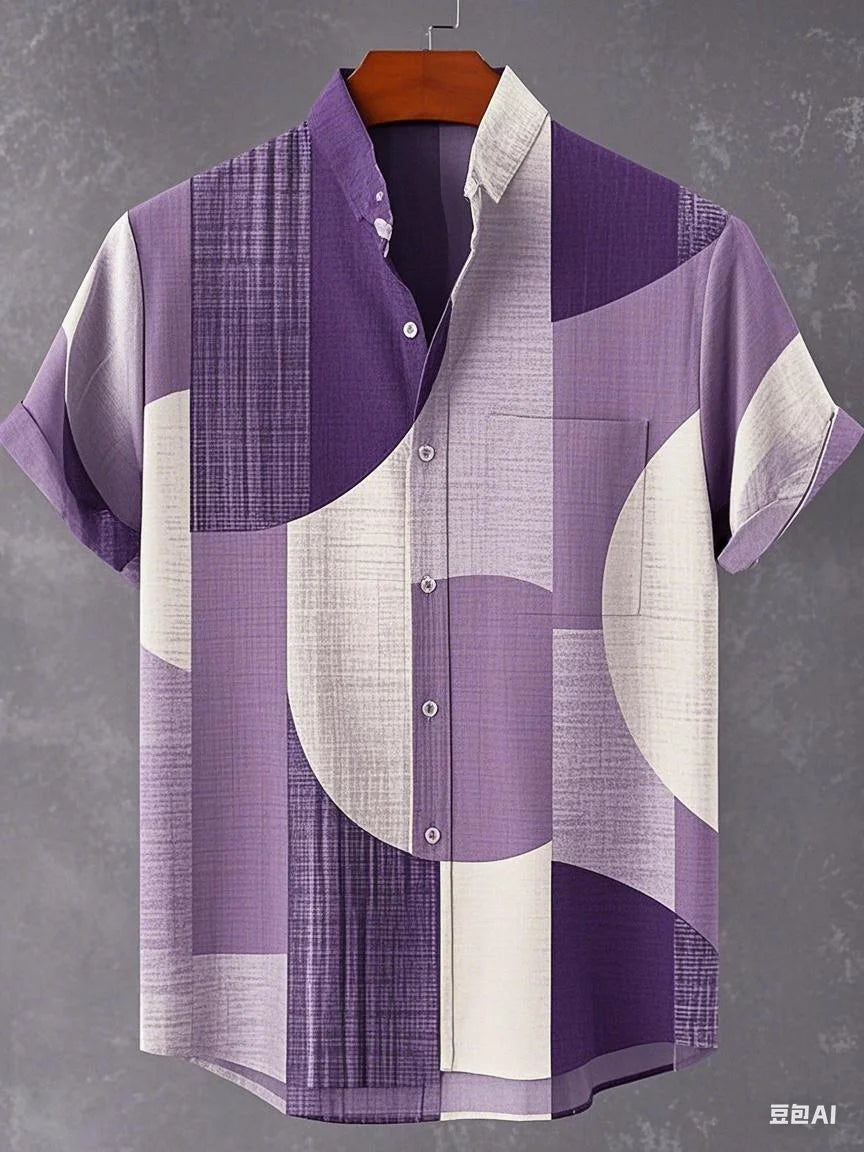 Chemise à manches longues et col montant pour homme, nouvelle collection printemps-automne, imprimée en 3D, rayures irrégulières