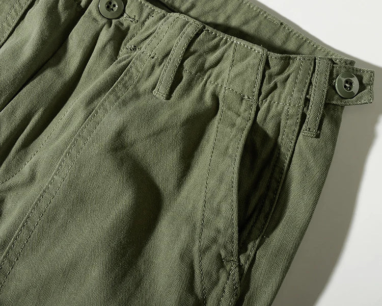 Amy Khaki n casual vintage cargo pants men's straight-leg casual pants cotton fishbone woven awl pants