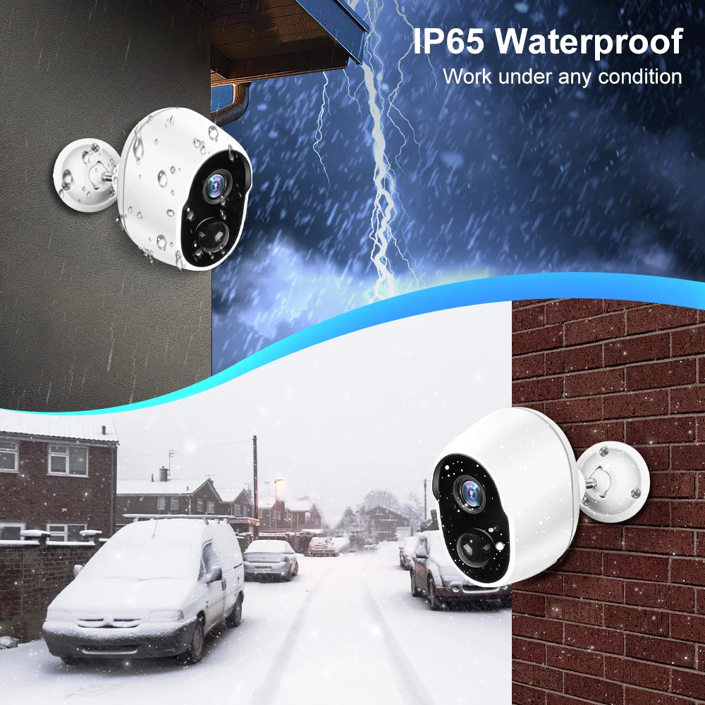 3MP Tuya Smart Life Battery Powered Outdoor WIFI Surveillance Security PIR Motion Detection Camera Night Vision Alexa Google