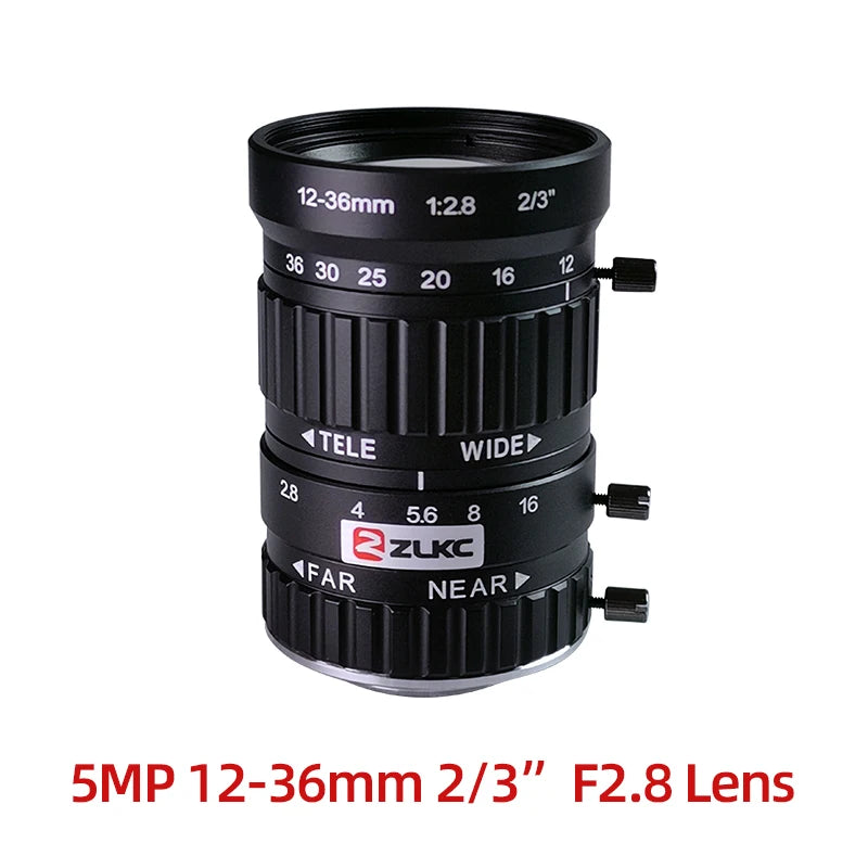 ZLKC 5MP C Mount 8mm 12mm 16mm 25mm 35mm 50mm Lens 2/3 Inch FA Machine Vision Industrial Camera Manual Iris Low Distortion F1.8