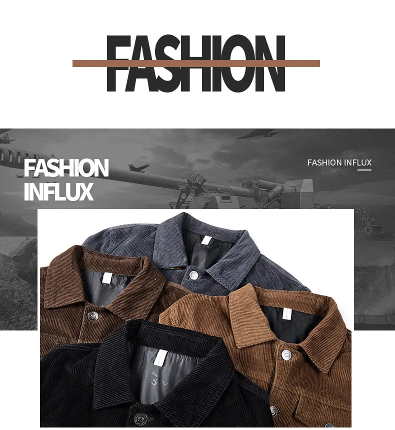 Spring and Autumn Men's Fashion Leisure Outdoor Sports Retro Corduroy Coat Mountaineering Clothing Cotton Cargo Jacket