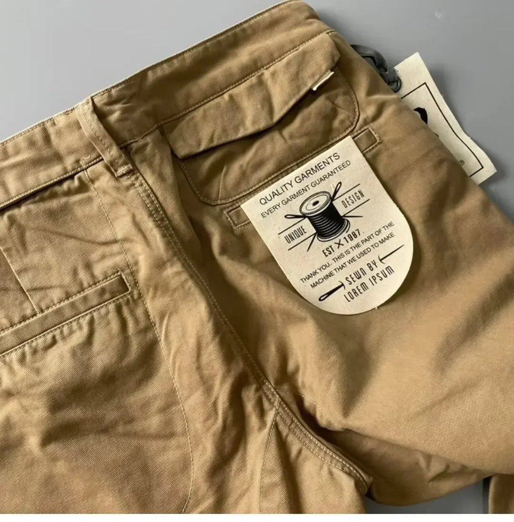 American Style Pure Cotton Heavy Duty Cargo Pants for Men Anti-Dirt Anti-Wear Loose Straight Leg Casual Pants Footwear