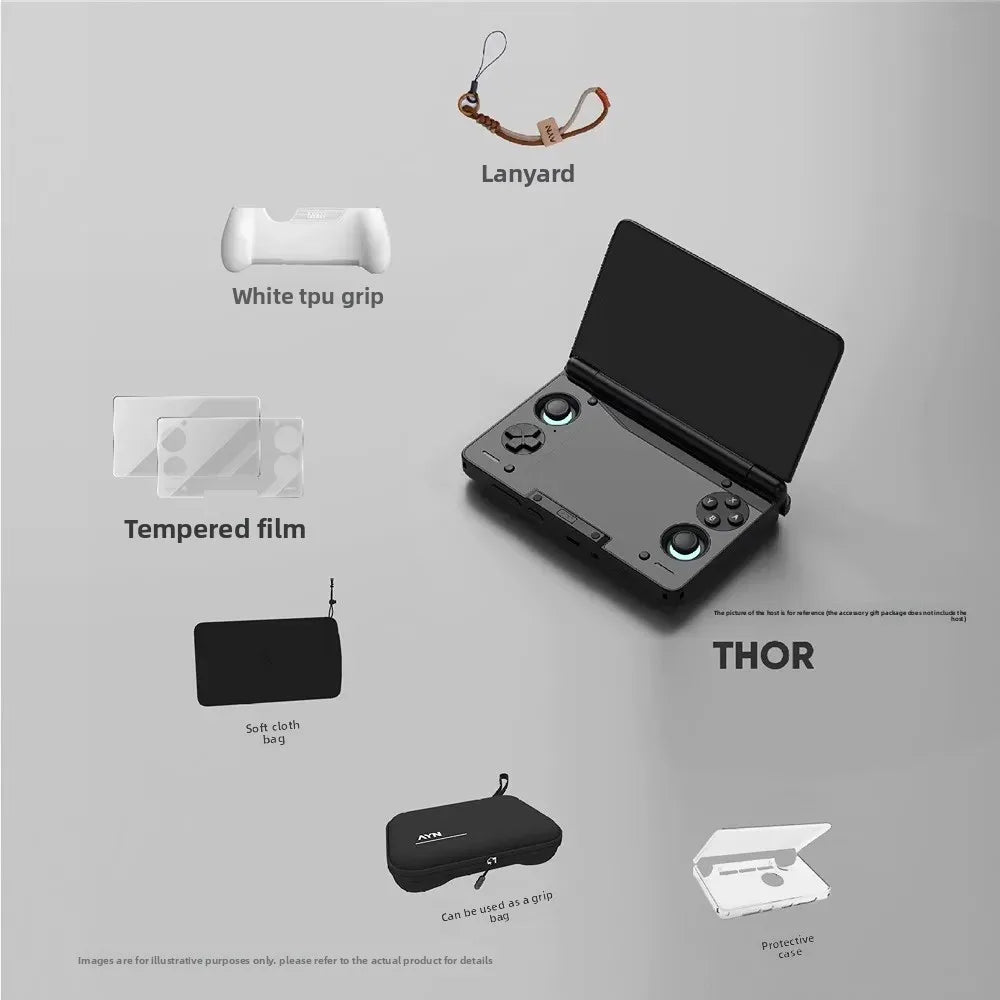 AYN THOR Protective Case Dual Screen Flip Up Handheld Device Gaming Accessories Storage Bag Lanyard Soft Bag For AYN THOR Gifts