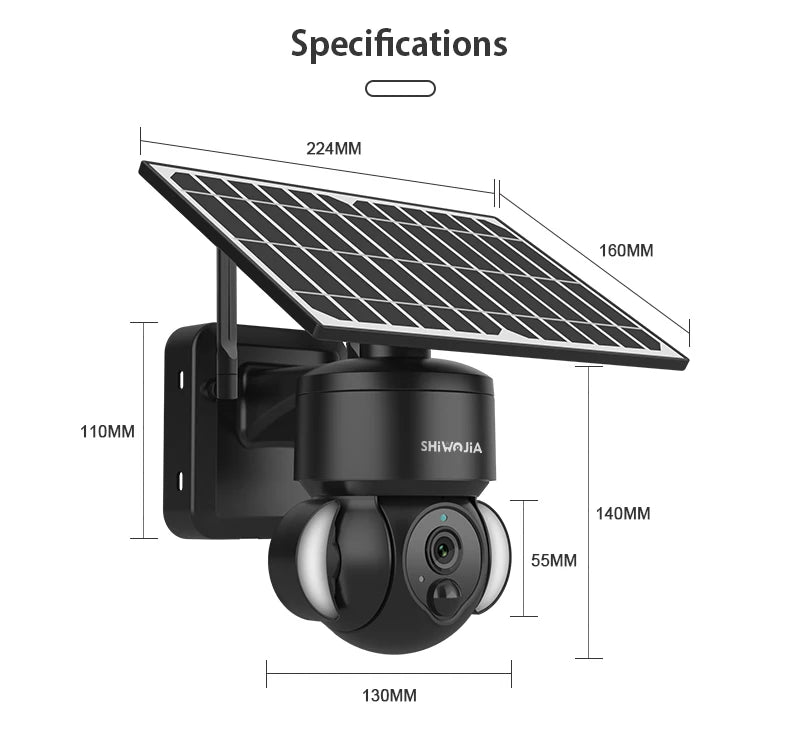 SHIWOJIA 4MP WIFI Solar Camera 4G Sim Card PIR Human Detection Solar Battery Security Camera CCTV Video Surveillance Outdoor Cam