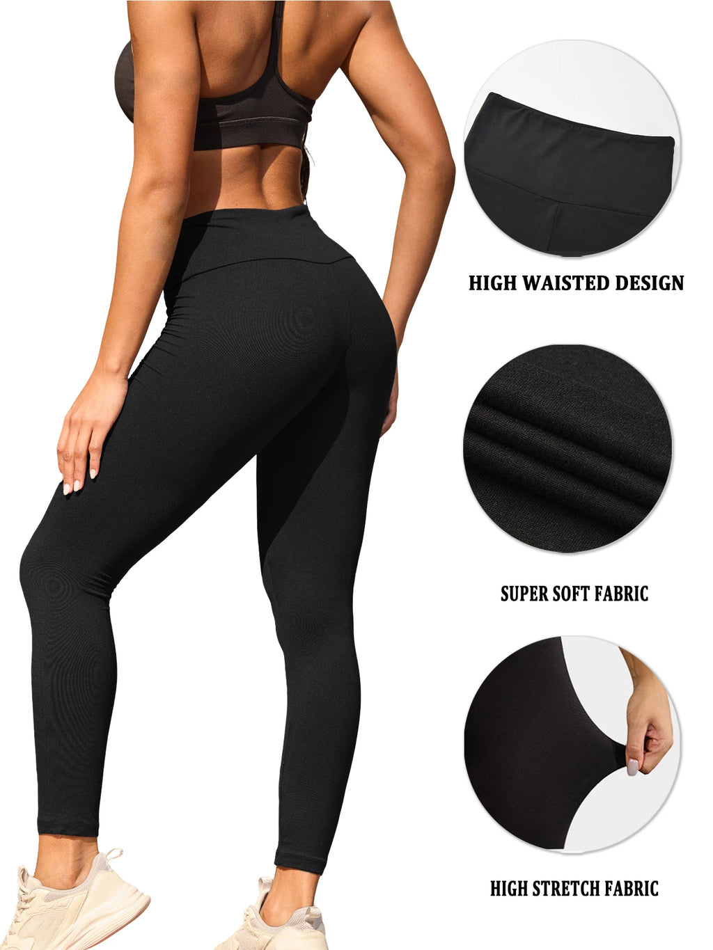 Women's Super Soft Leggings High Waisted Tummy Control No See Through Workout Yoga Running Athletic Push Up Gym Fitness Leggings
