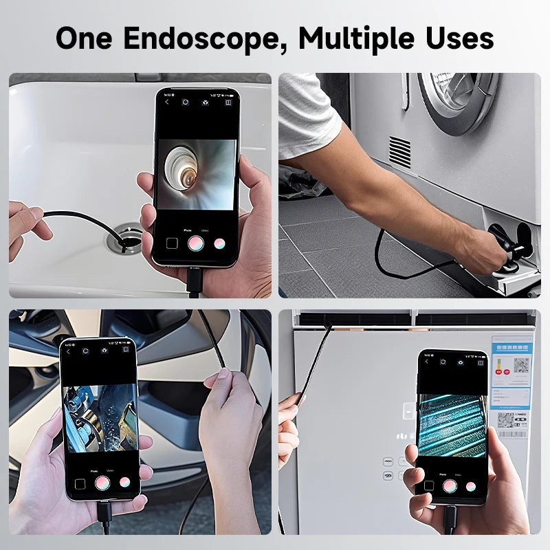3 In 1 Automotive Boroscope Camera 1080p HD 8mm Industrial Inspection Endoscope Camera Pipeline Car Engine Probe For OTG Android
