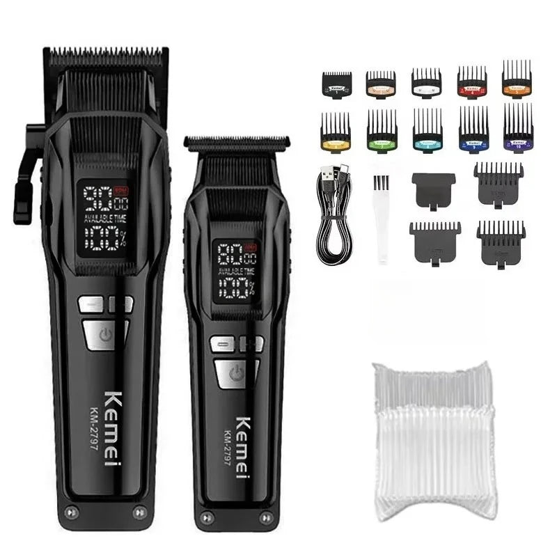 Kemei KM-2797 KM-1102 Professional Electric Hair Clipper Kit Rechargeable Hair Trimmer Shaver for Men USB Charging Beard Razor