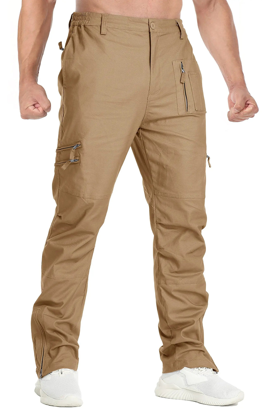 TACVASEN Safari Ripstops Multi-Pockets Work Pants Mens Outdoor Cargo Pants Spring Autumn Casual Cotton Hiking Combat Trousers