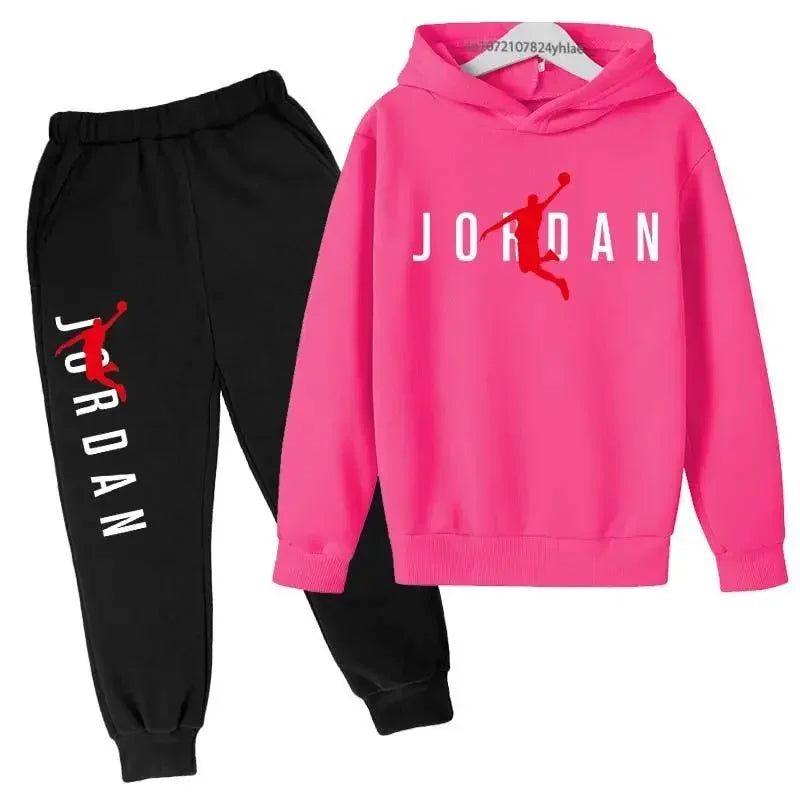 Kids 2pcs Hoodie Pants Tracksuit Set Letter Print Leisure Streetwear Spring Autumn Clothing for Boys And Girls 3-13 Years